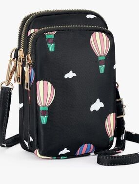 Black Hot Air Balloon Crossbody mini purse Bag
